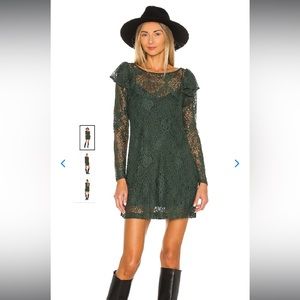 XS Forest Green Lace Mini Dress